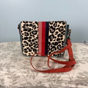 Leather and cow hide crossbody purse animal print Designer Unique